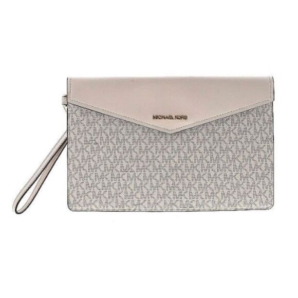 Michael Kors Blush Pink Extra Large Monogram Clutch Handbag - Picture 1 of 7